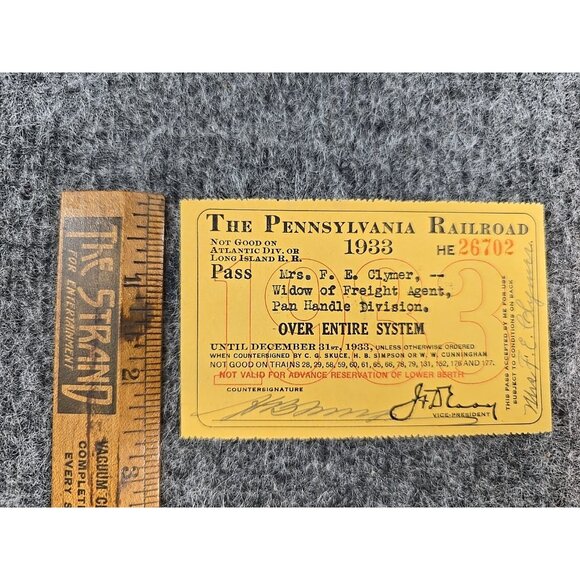 1933 Pennsylvania Railroad System Pass #HE26702 Paper Signed - Picture 4 of 7